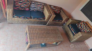 salotto in rattan natura naturale