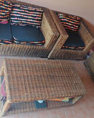 salotto in rattan natura naturale