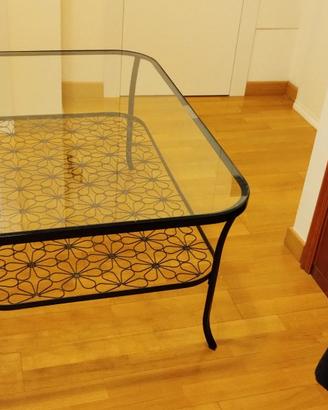 Tavolino Ikea Klingsbo in metallo nero con vetro
