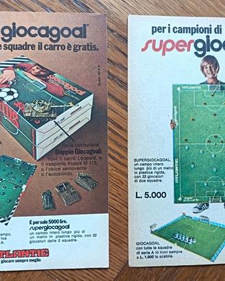 Inserti pubblicitari Giocagoal , anni 1974/75