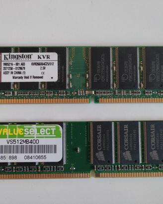 n.2 moduli RAM DDR1 512MB