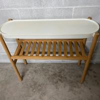 Piedistallo piante interno bianco e bamboo