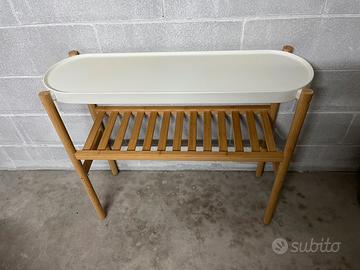 Piedistallo piante interno bianco e bamboo