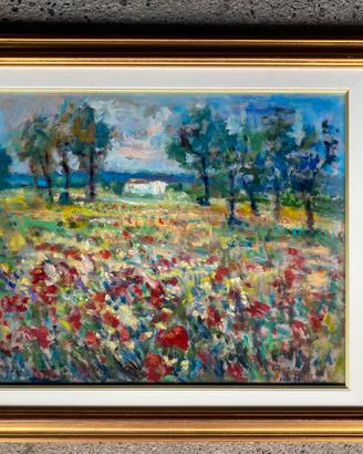 Dipinto Lilli Forlin "Prato Fiorito" Olio 40x50
