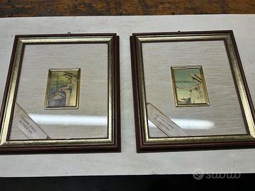 2 quadretti creazione artistica su foglia d'oro