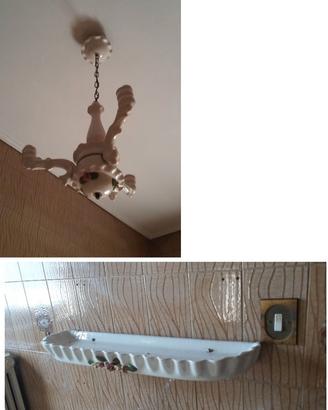 Lampadario in ceramica + mensola portaoggetti