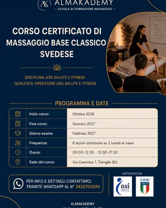 Corso certificato massaggio base classico svedese