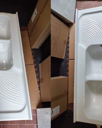Lavandino ceramica doppia vasca sgocciolatoio