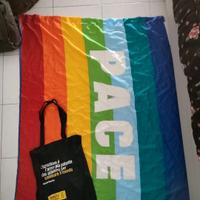 AMNESTY International borsa+bandiera PACE usate 