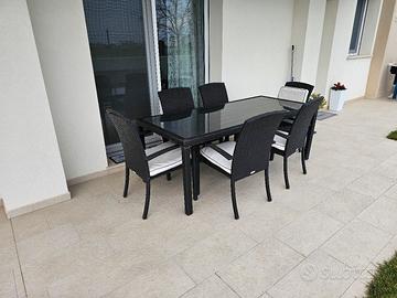 SET TAVOLO DA GIARDINO IN RATTAN COMPLETO DI SEDIE