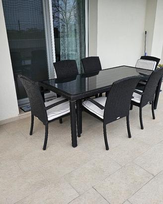 SET TAVOLO DA GIARDINO IN RATTAN COMPLETO DI SEDIE