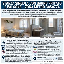 singola con bagno privato, zona metro Casazza