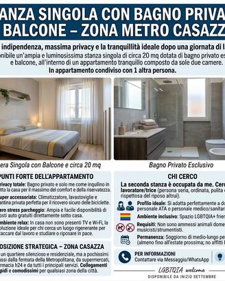 singola con bagno privato, zona metro Casazza