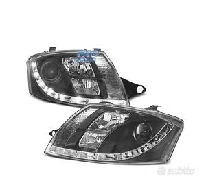 FARI AUDI TT 98-05 LUCE DIURNA LED REALE FONDO NER