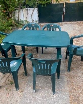 Set Tavolo e Sedie da Esterno In plastica 6 Posti