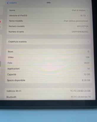 Apple iPad ottava generazione Wi-Fi 32gb