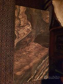 Tavolino da salotto in marmo e ottone