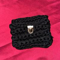 Borsello in Fettuccia Nera Fatto a Mano Uncinetto