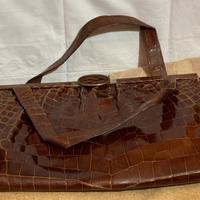 Borsa di vero coccodrillo vintage anni venti .