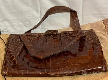 Borsa di vero coccodrillo vintage anni venti .