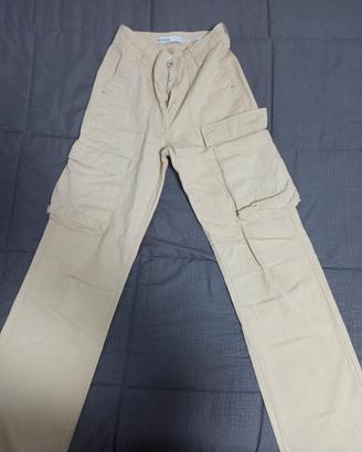 Pantalone donna cargo beige