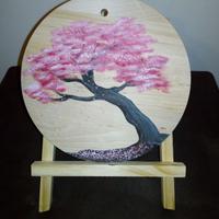 Tagliere decorato. Albero in fiore