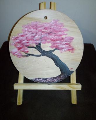 Tagliere decorato. Albero in fiore
