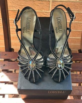 Sandali Gioiello LORIBLU BIJOUX Swarovski neri