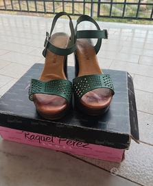 Sandali donna verde-petrolio Raquel Perez -39