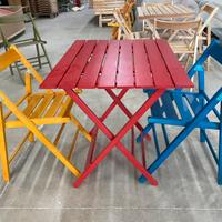 Set 1 tavolo e 2 sedie colorate pieghevoli legno