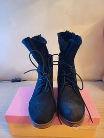 stivaletto nero con lana al polpaccio n°37