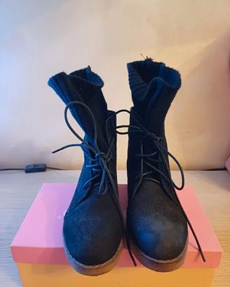 stivaletto nero con lana al polpaccio n°37