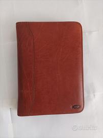 Cartella organizer in vera pelle con zip
