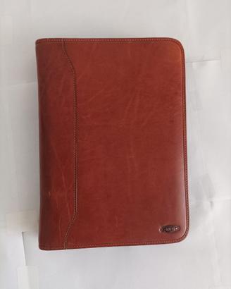 Cartella organizer in vera pelle con zip
