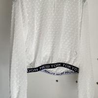 Blusa corta Tally Weijl bianca pois taglia M