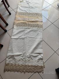 Coppia di tende avorio con merletto ecrù