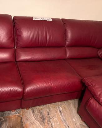 Divano in pelle con due poltrone