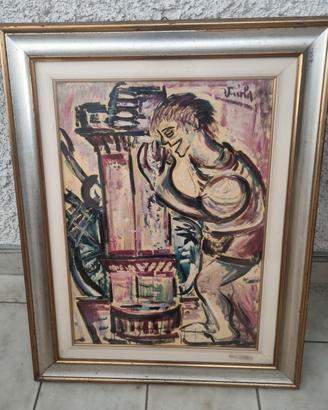 G.Viola "Ragazza alla fontana " 50x70. Olio su tel
