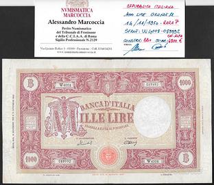 Banconota 1000 lire del 1950 firma Menichella