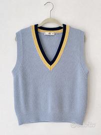 Gilet in maglia azzurro chiaro Mango