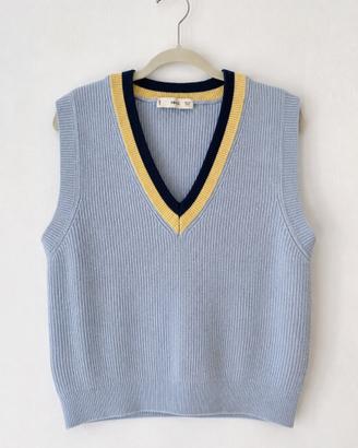 Gilet in maglia azzurro chiaro Mango