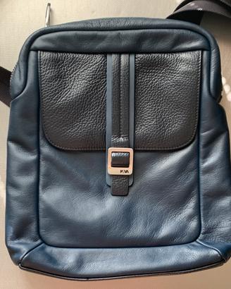 NAVA borsa tracolla uomo in pelle totale blu/nero