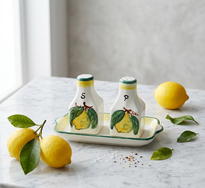 Set Sale e Pepe in Ceramica Dipinta a Mano