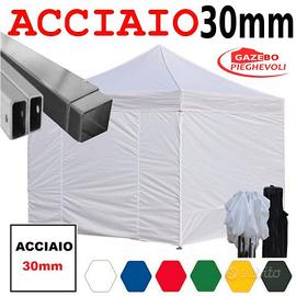 Gazebo pieghevole 3x3m bianco eventi mercato PVC