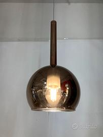 Lampadario vetro sfera D.15 rame specchiato