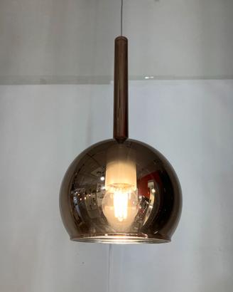Lampadario vetro sfera D.15 rame specchiato