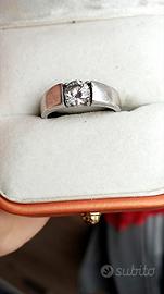 anello uomo argento con vera moissanite da 1 carat