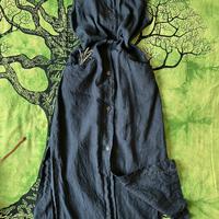 Vestito lungo in lino blu vintage, M