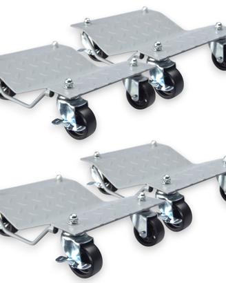 KIT 4 PEZZI CARRELLI SPOSTA AUTO MOTO POSIZIONATOR