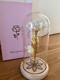Rosa eterna con cupola di vetro e luci led